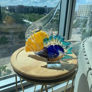 Glass Tropical fish set with frame.